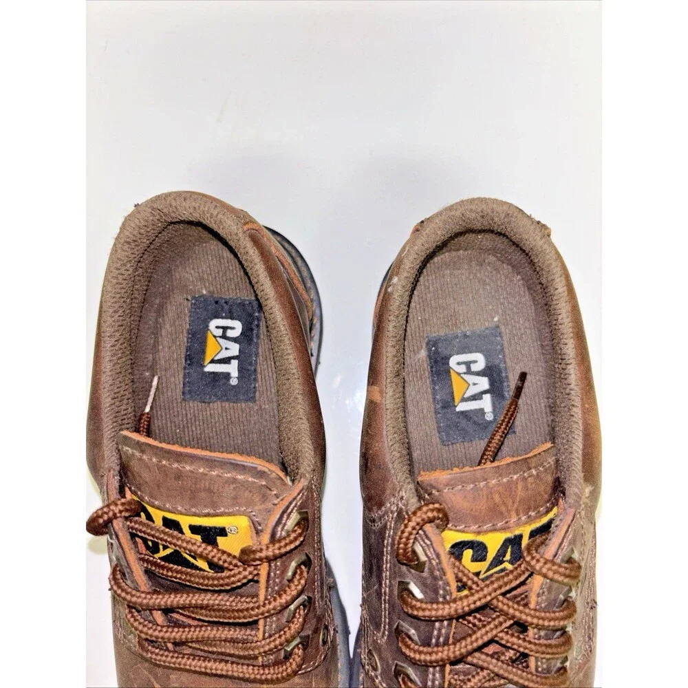 CAT Work Shoe Men 9 Slip Resistant Genuine Leather Lace Up 613 Moc Toe